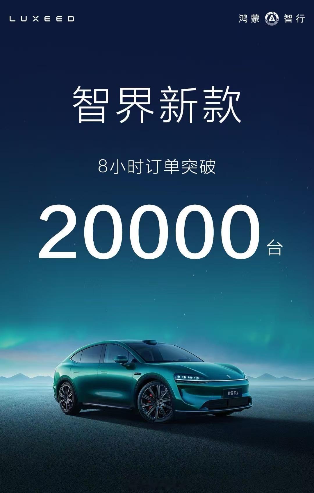 我去！休息一会起来，竟然看到智界新品8小时小订突破20000台了，确实是一个不