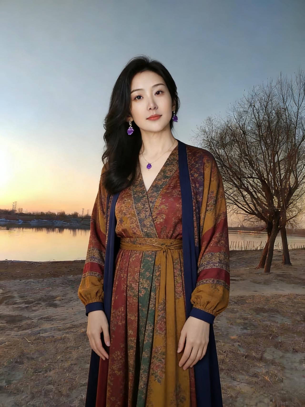 烟村暮色笼寒野，一点芳姿立翠微。