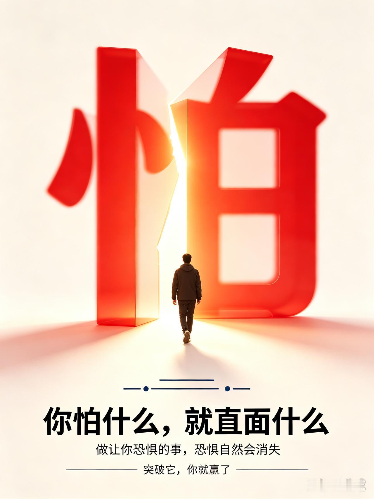 非常通透的一段话：​你怕什么，就直面什么！做让你恐惧的事，恐惧自然会消失！所谓的