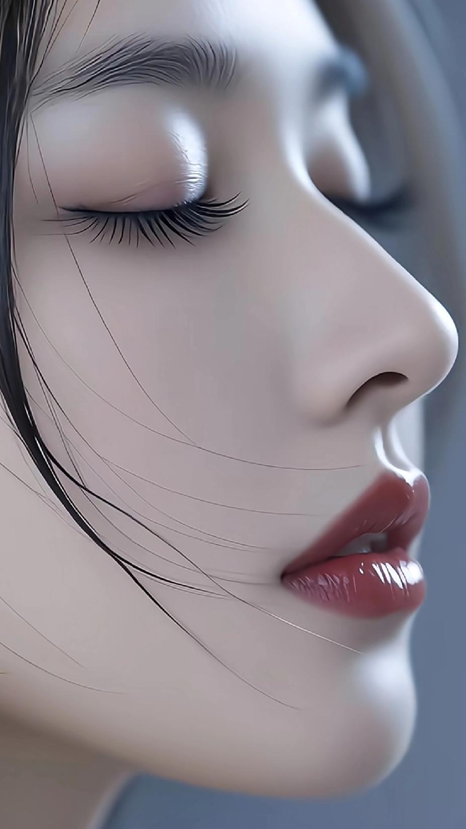 闭目含春意，红唇似花娇。