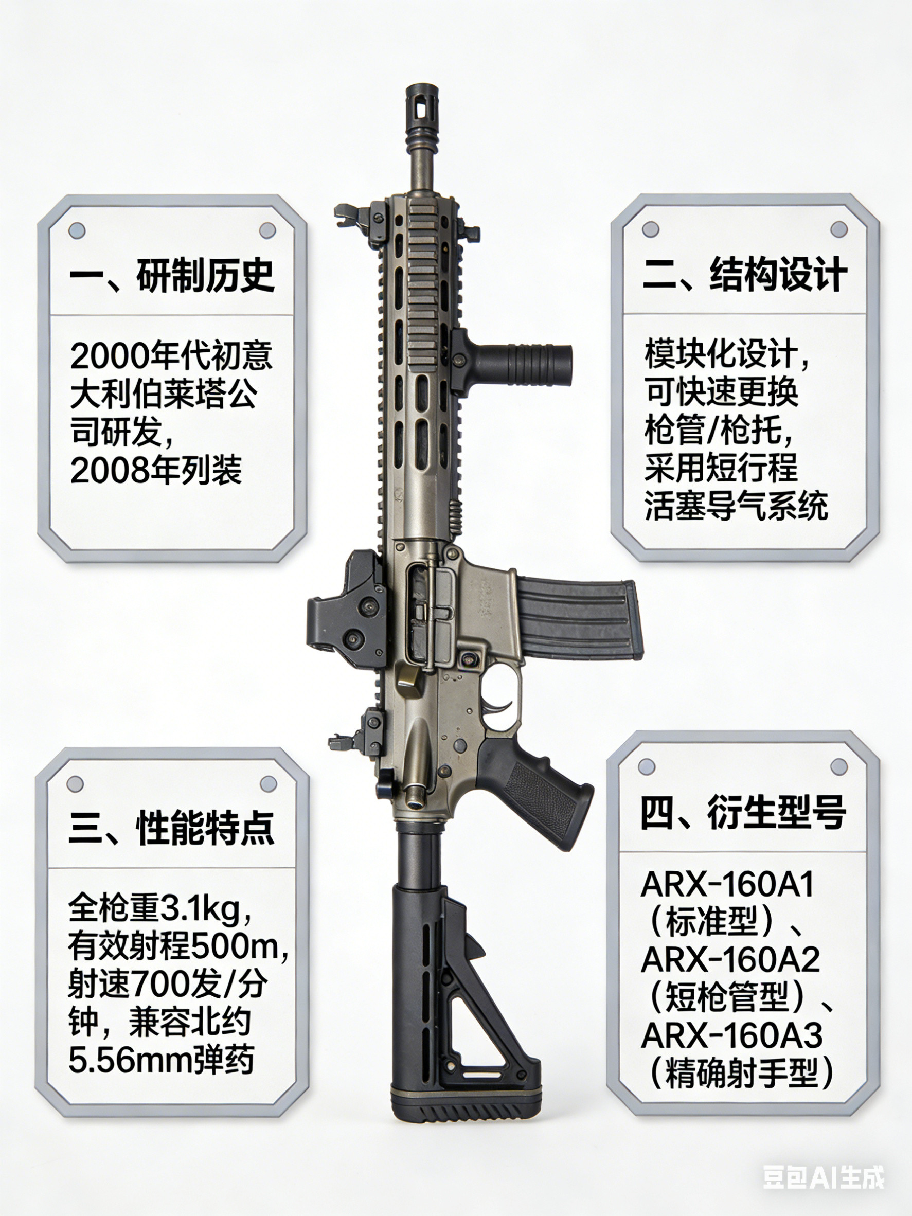 军事ai新视野意大利ARX-160突击步枪ARX-160突击步枪是意大利伯莱塔