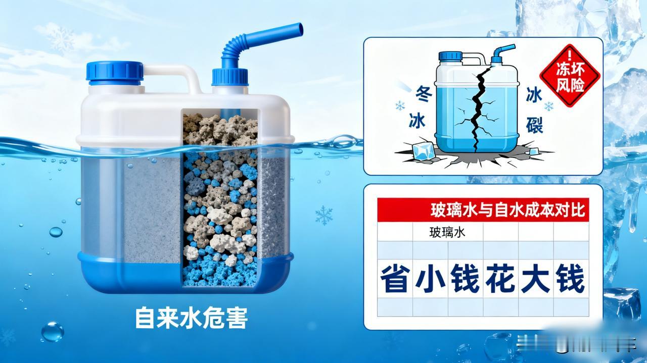玻璃水千万别用自来水替代自来水会产生水垢，堵塞喷水口；冬季会结冰，冻坏水壶和