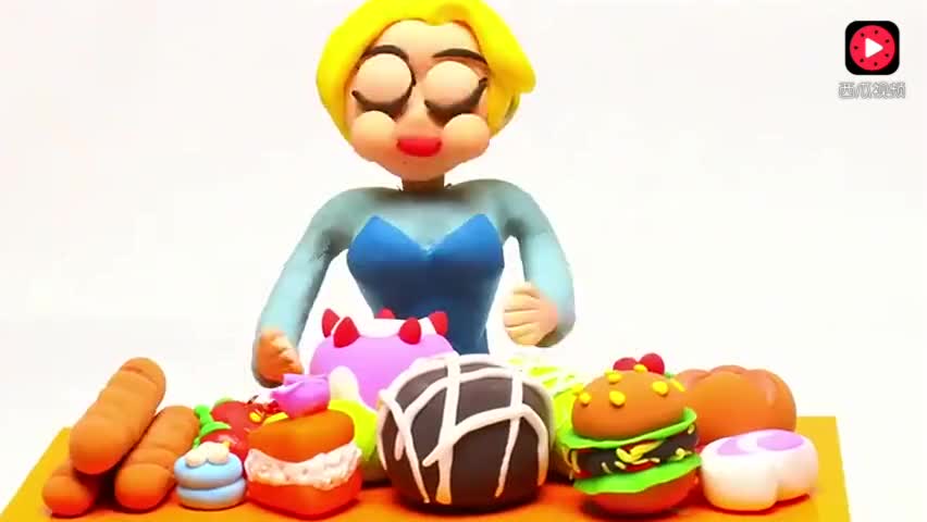 趣味早教彩泥动画: 冰雪奇缘艾莎吃了好多东西