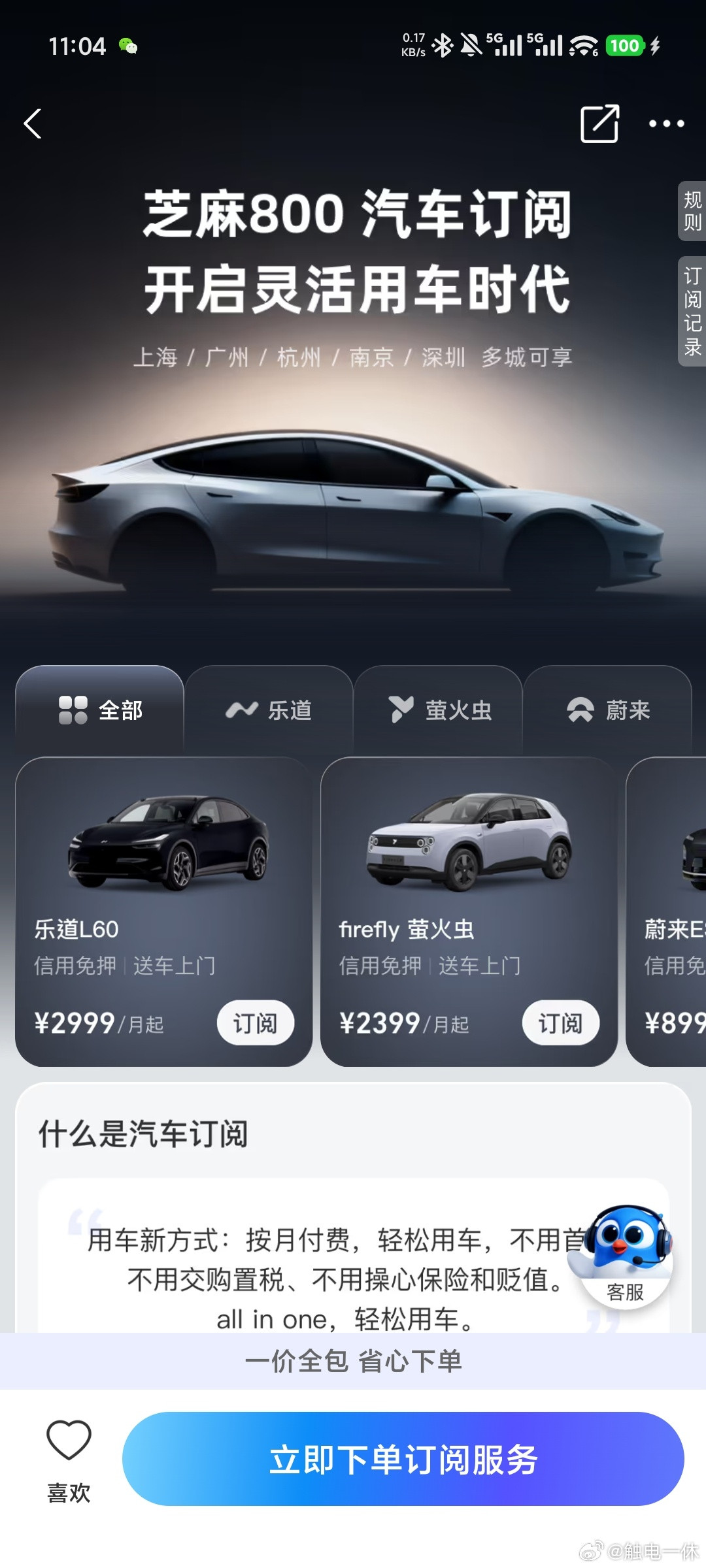 居然可以在支付宝蚂蚁信用里租乐道了哈哈哈哈2999一个月的L60，不用付车险，没