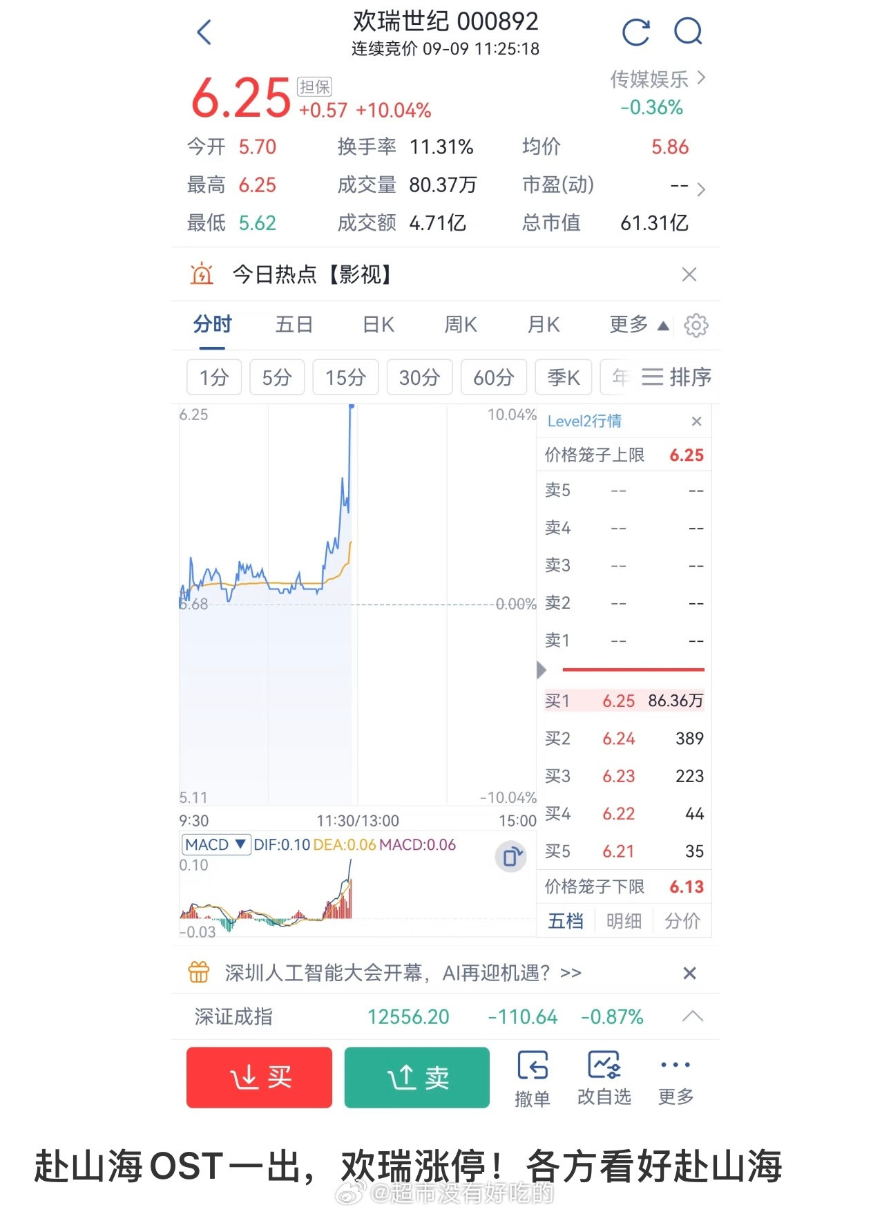 赴山海OST一出，欢瑞涨停！少了成毅直接退市[大笑]​​​