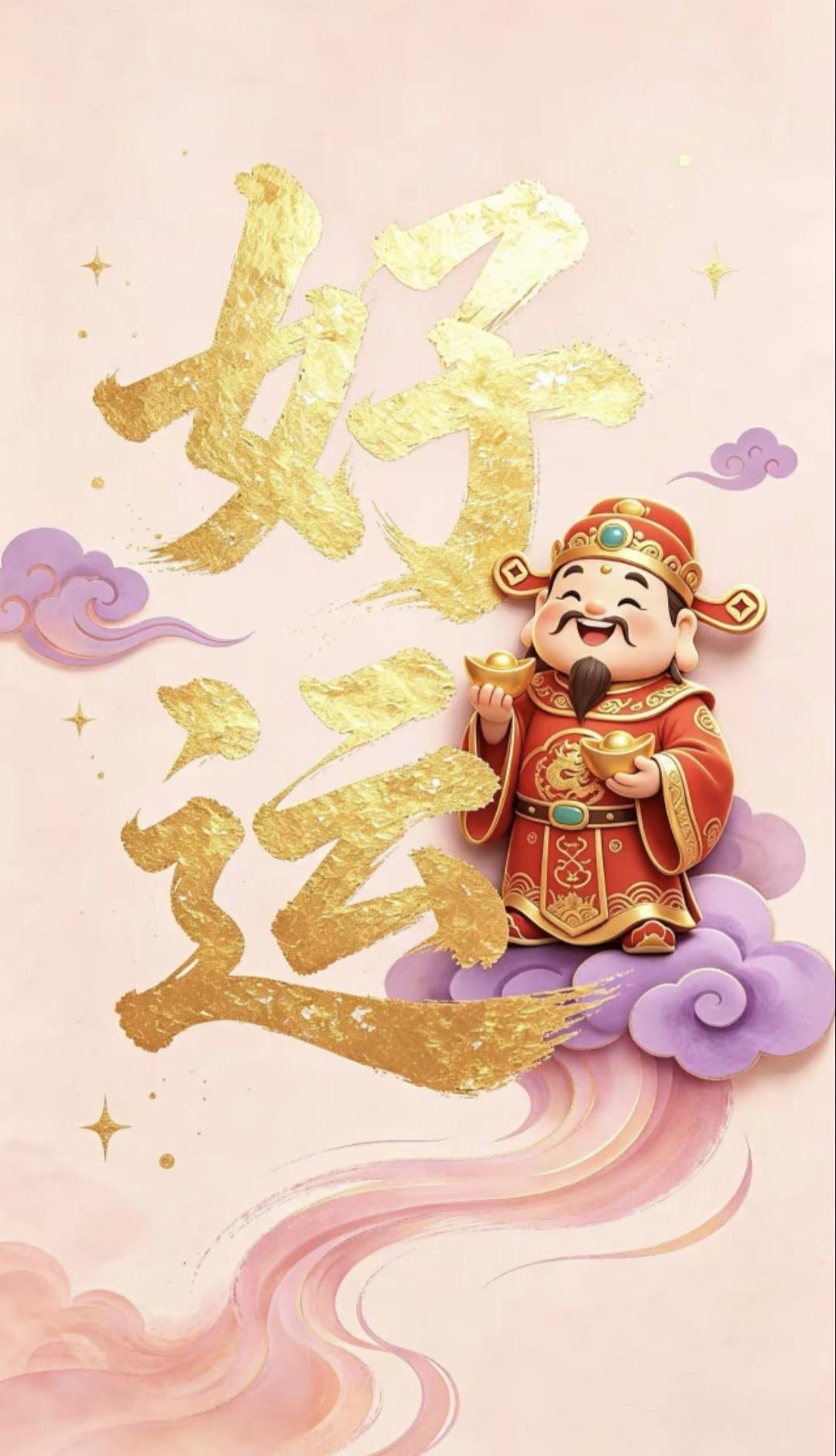紫气东来好运至,财源广进诸事顺传统文化传递正能量绘画祝福