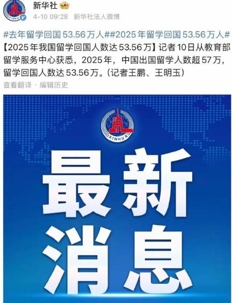 留学彻底祛魅！53.56万海归回国，美国神话彻底破了！教育部最新数据炸锅：20