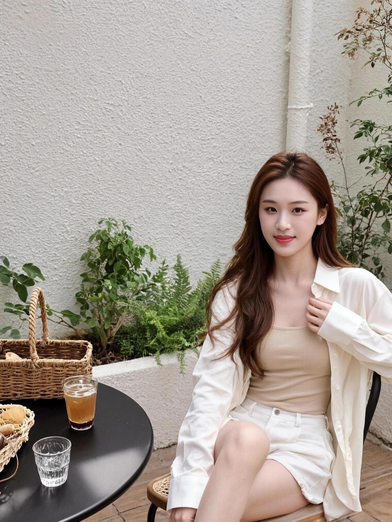 慵懒时光里的小美好✨浮生度得半日闲，玉骨纤腰倚桌前。雪袂轻扬凝秀色，蛮腰