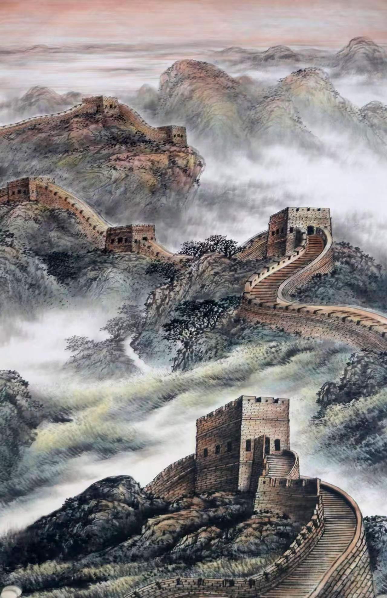 雄关万里。长城国画书画欣赏感受国画的意境之美书画艺术国画山水