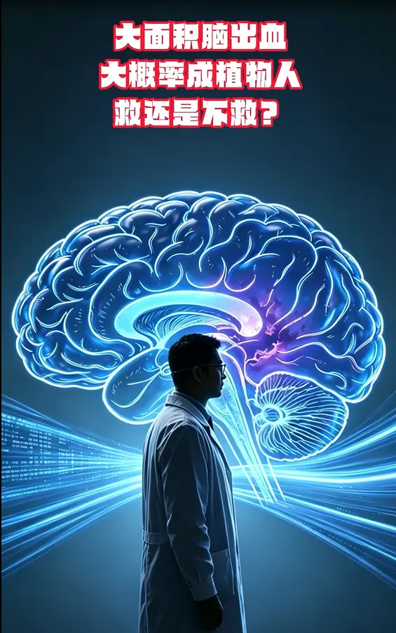 大面积脑出血，大概率成植物人，救还是不救 作为一名神经外科医生，我每天...