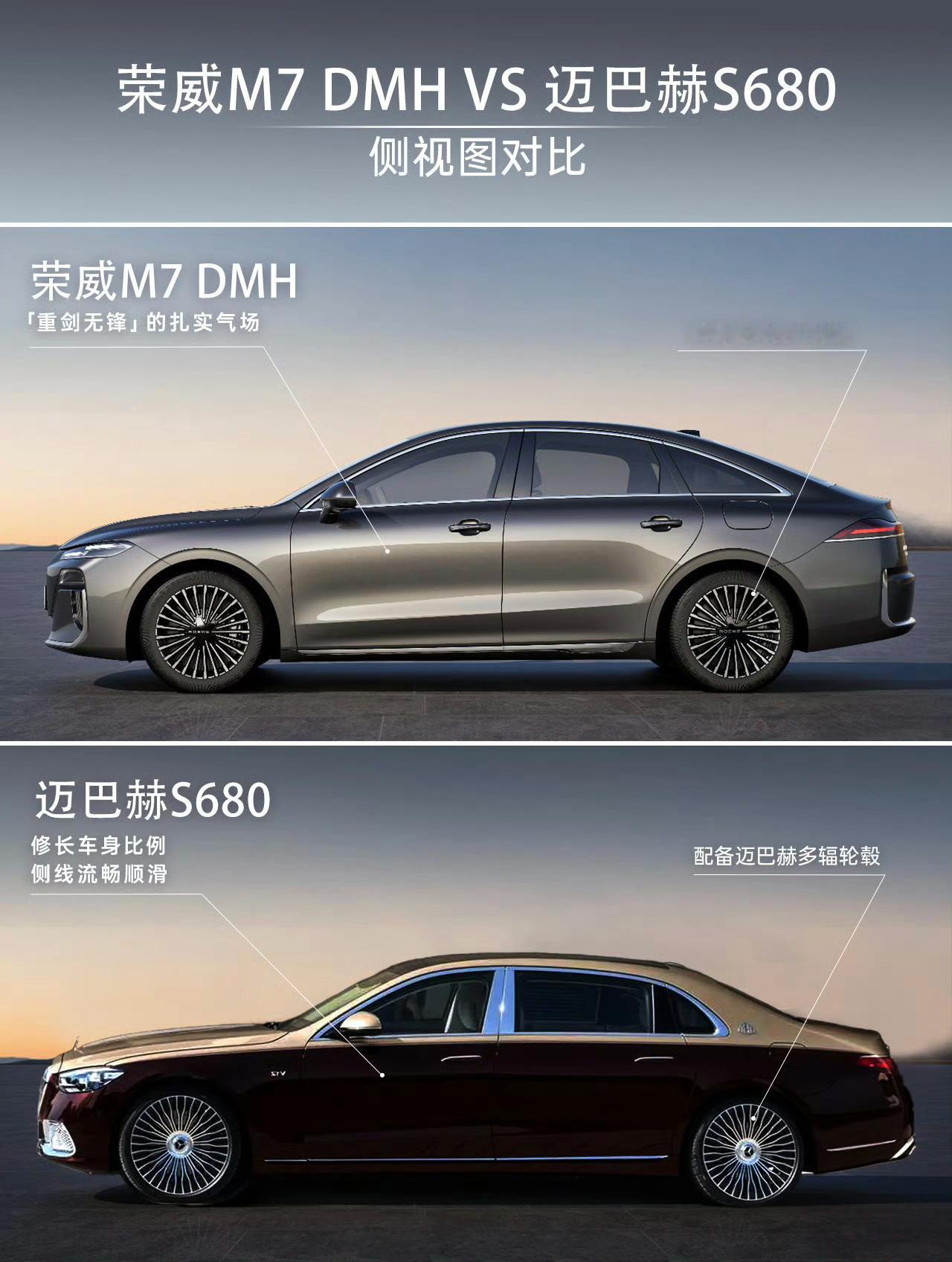 给我看笑了.....拿轴距2820mm的车和迈巴赫S680对比侧视图[汗]而且这