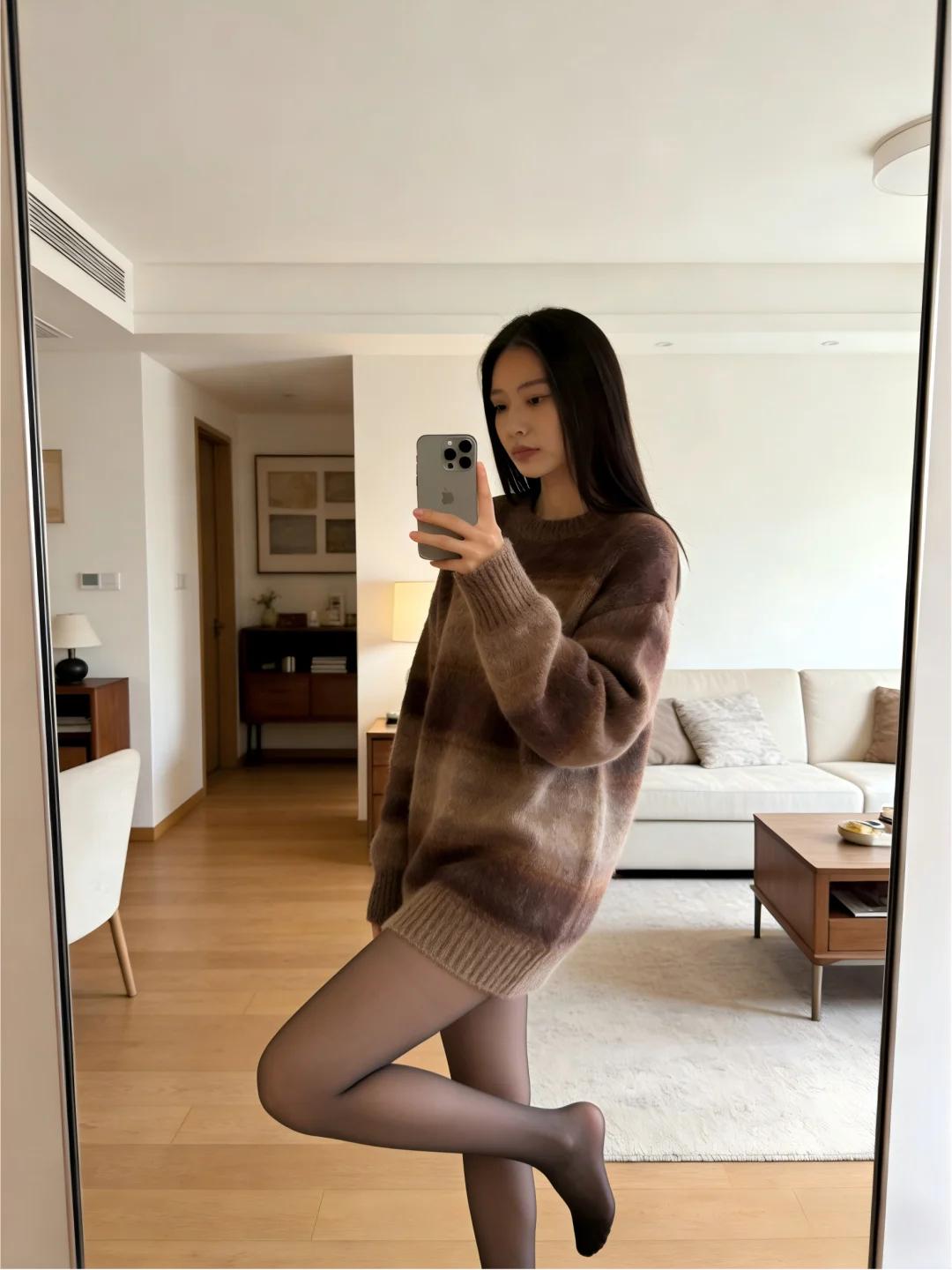 高端大气上档次的穿搭毛衣光腿神器