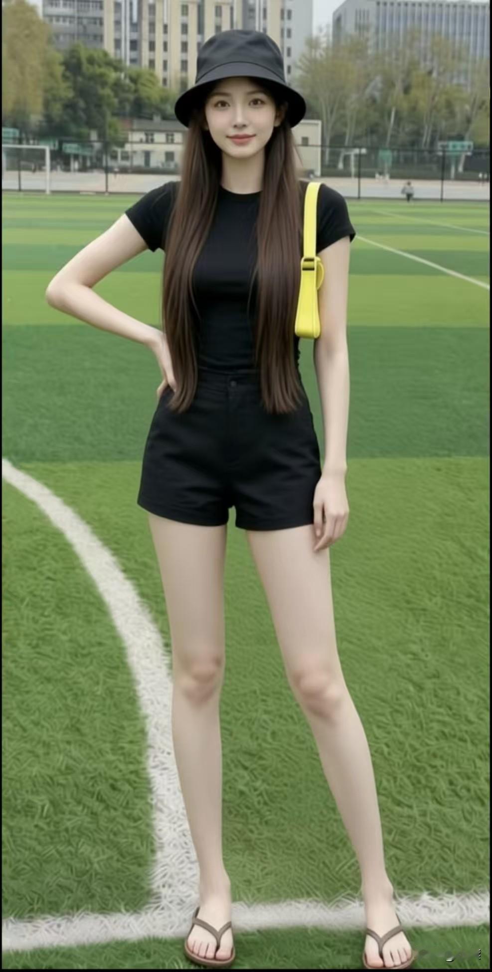 我心目中的女神是甜美可爱型，首先要有高挑的身材、乌黑亮丽的长发。日常穿搭校园