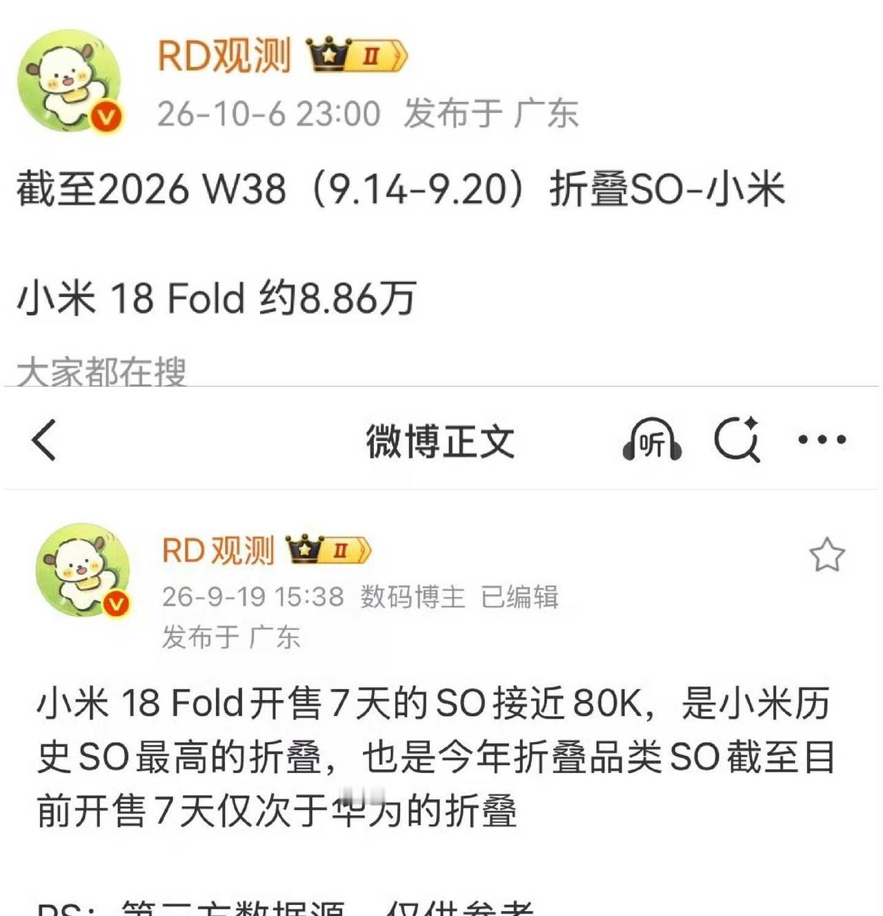 截止第38周:小米18Fold激活量达8.86万台！小米18Fold是9月10