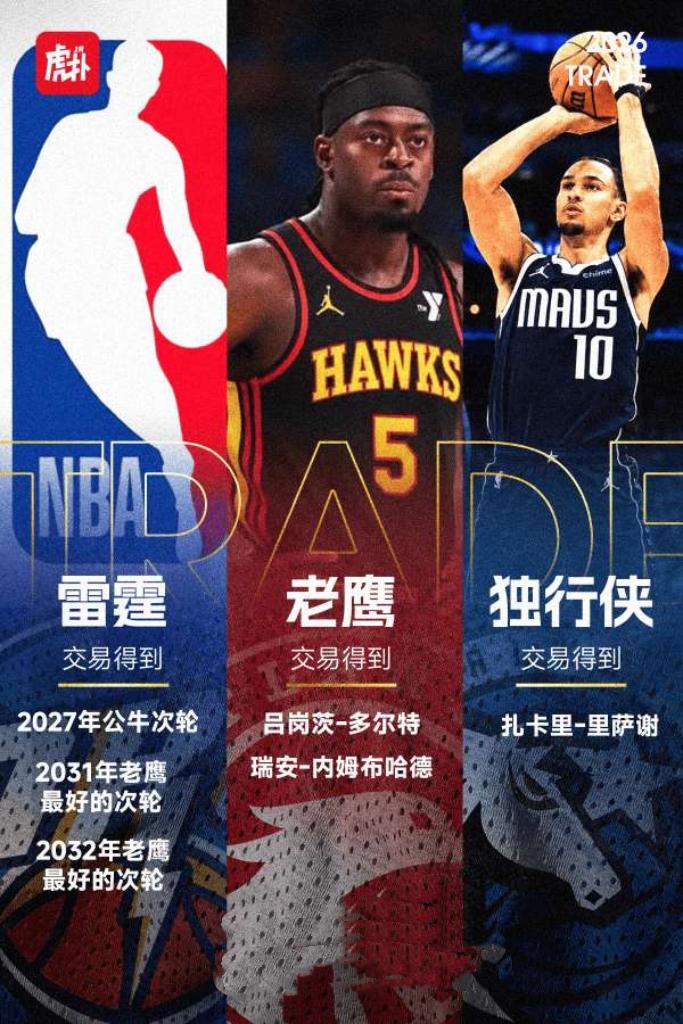 里萨谢这么不值钱了，倒贴2个次轮签换来防守恶汉多尔特老鹰官方宣布完成三方交易