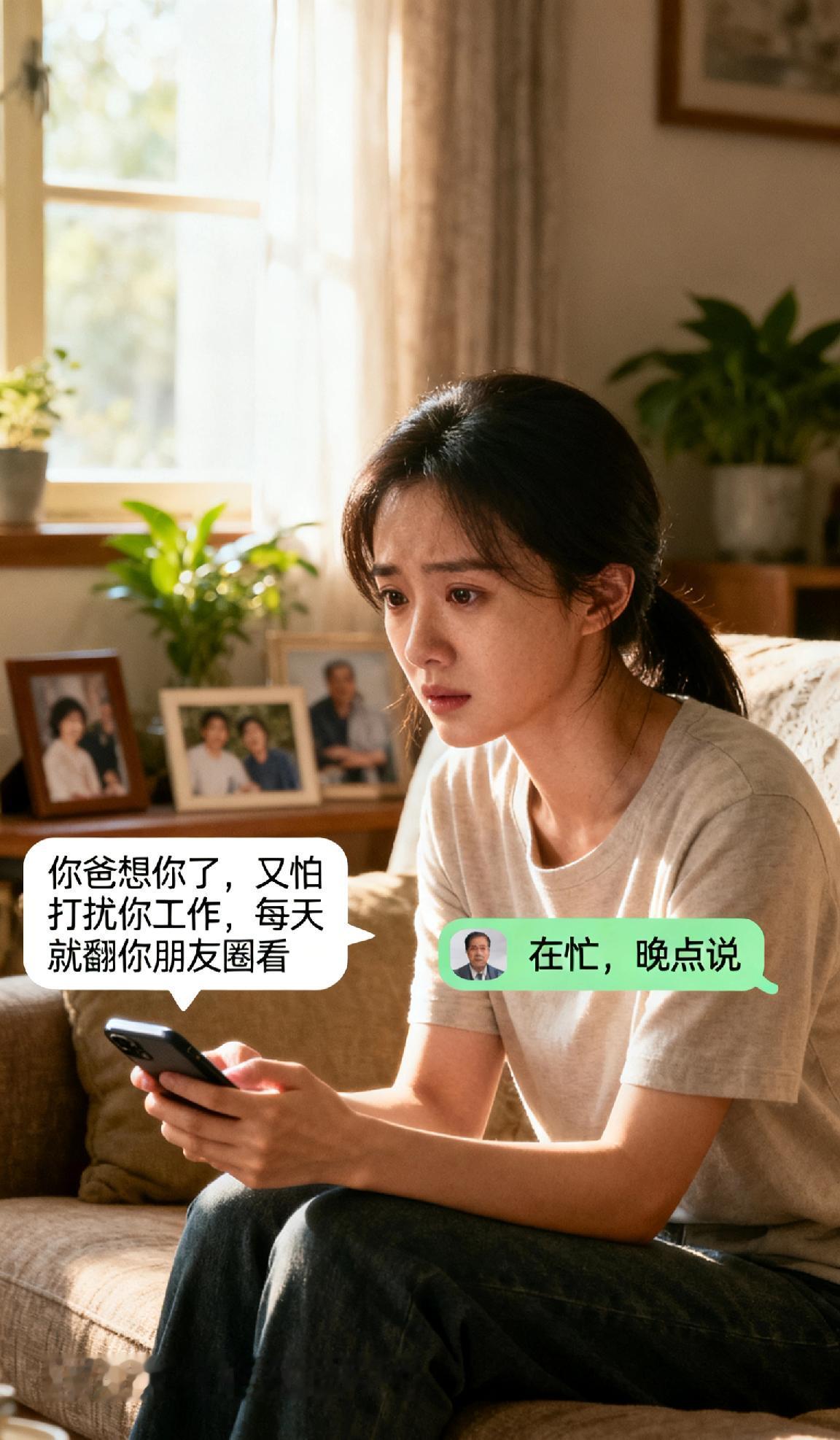 我妈偷偷跟我说：“你爸想你了，又怕打扰你工作，每天就翻你朋友圈看。”我鼻子