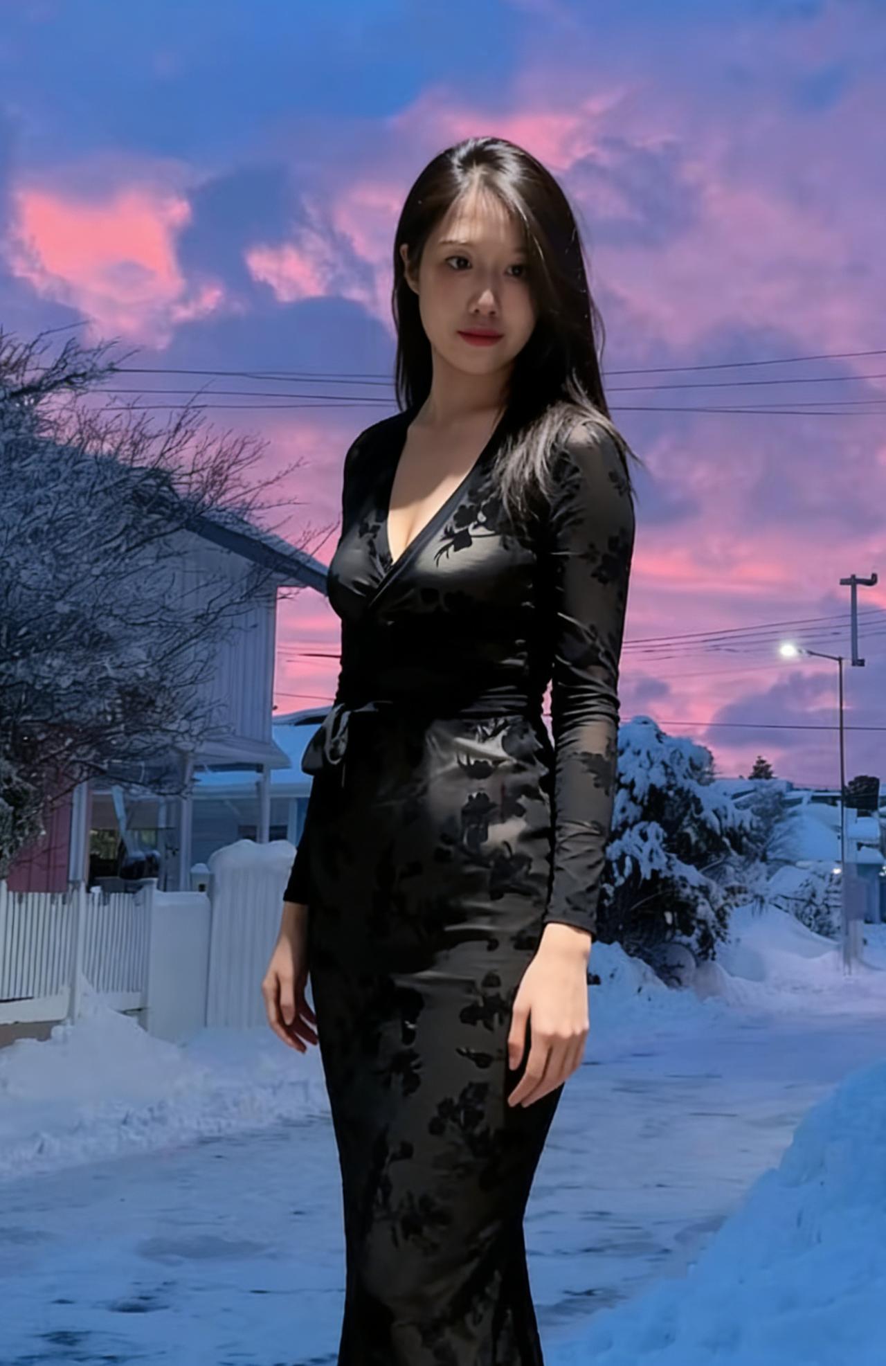 雪积巷深深，寒衣映素心。回眸风乍起，惊起一林禽。