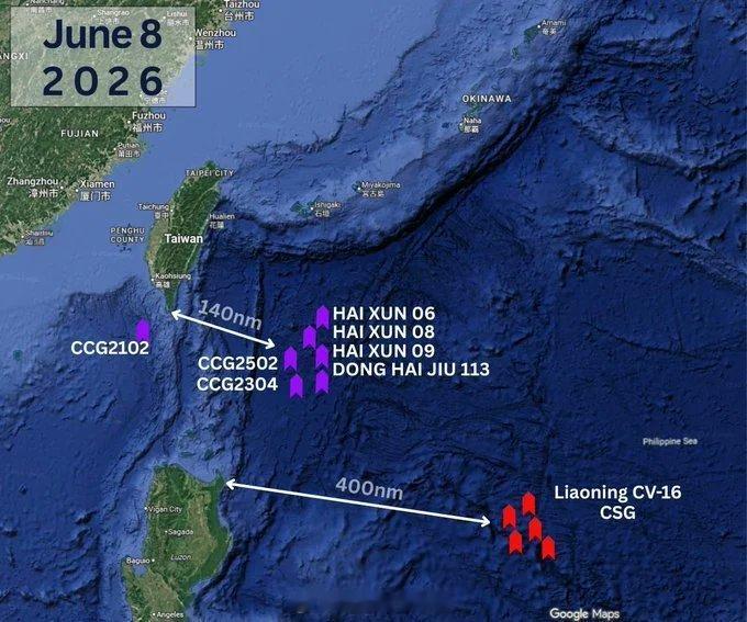 台湾省方面称，在与菲律宾、日本关系紧张之际，中国一支由六艘舰船组成的舰队部署至台