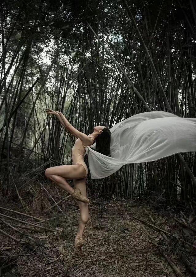 树林中的芭蕾🩰，展现肌肉与艺术的美。