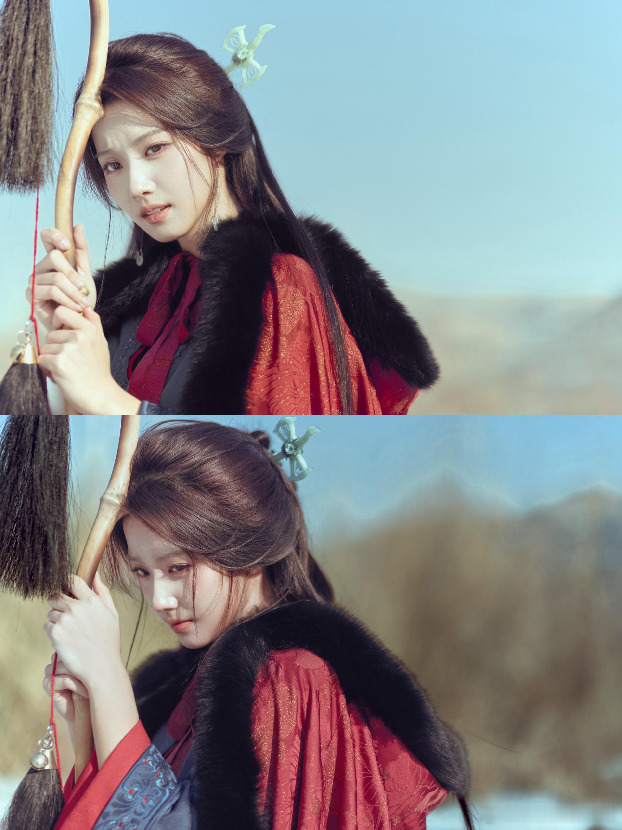 清冷疏离的眼神和造型浑然一体，网友脑补出亡国公主、隐士、神女N种人设！现在满脑子