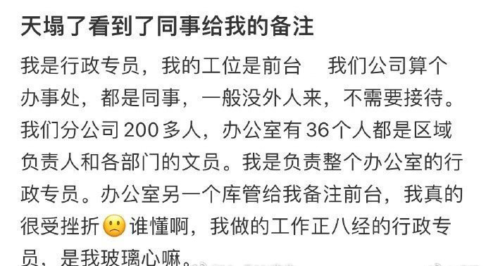 天塌了，看到了同事给我的备注[裂开]​​​