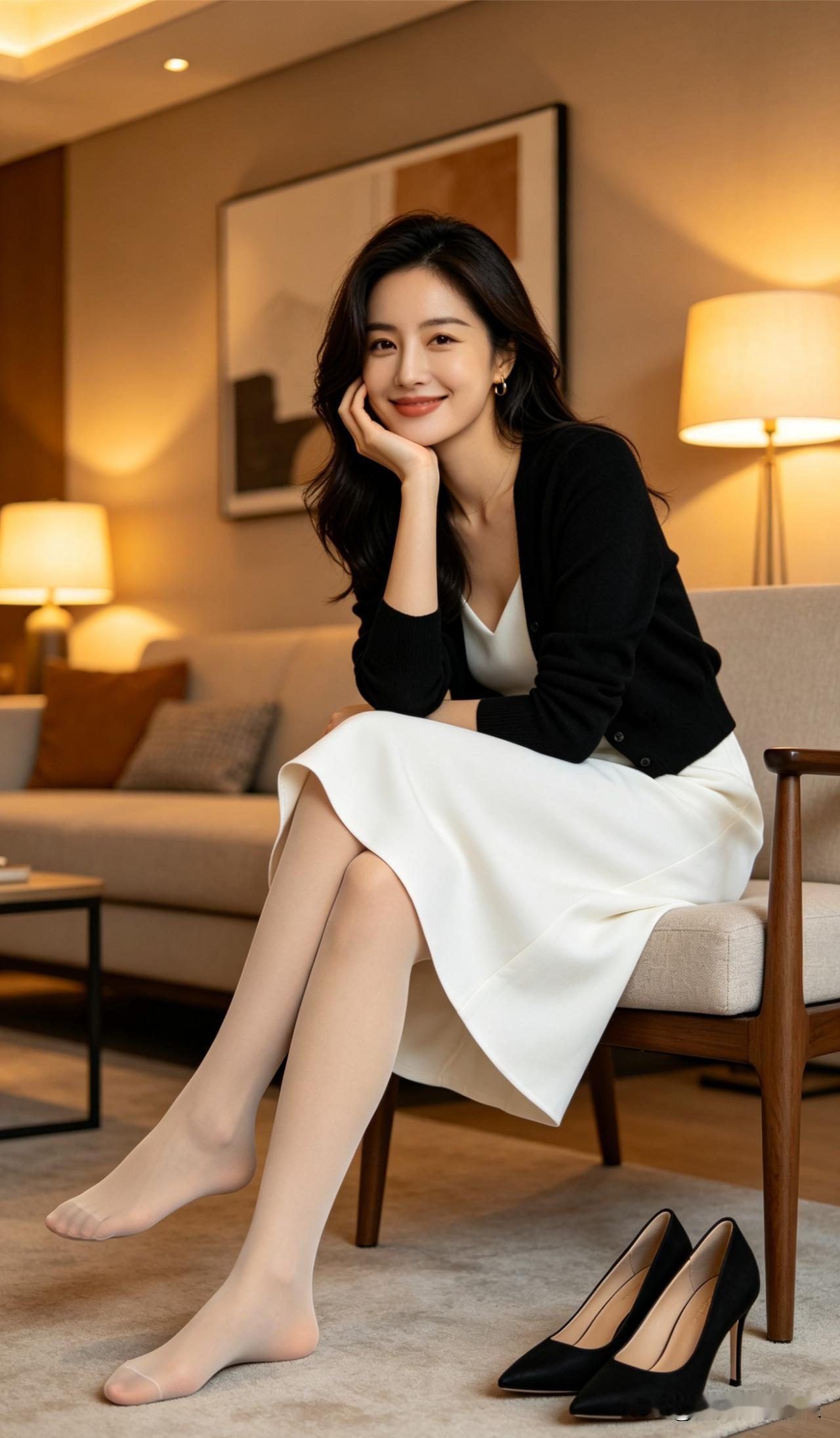 ai宝妈太可爱了，她在家里休息，她的穿搭得体，贤妻良母。ai宝妈宝妈aiai