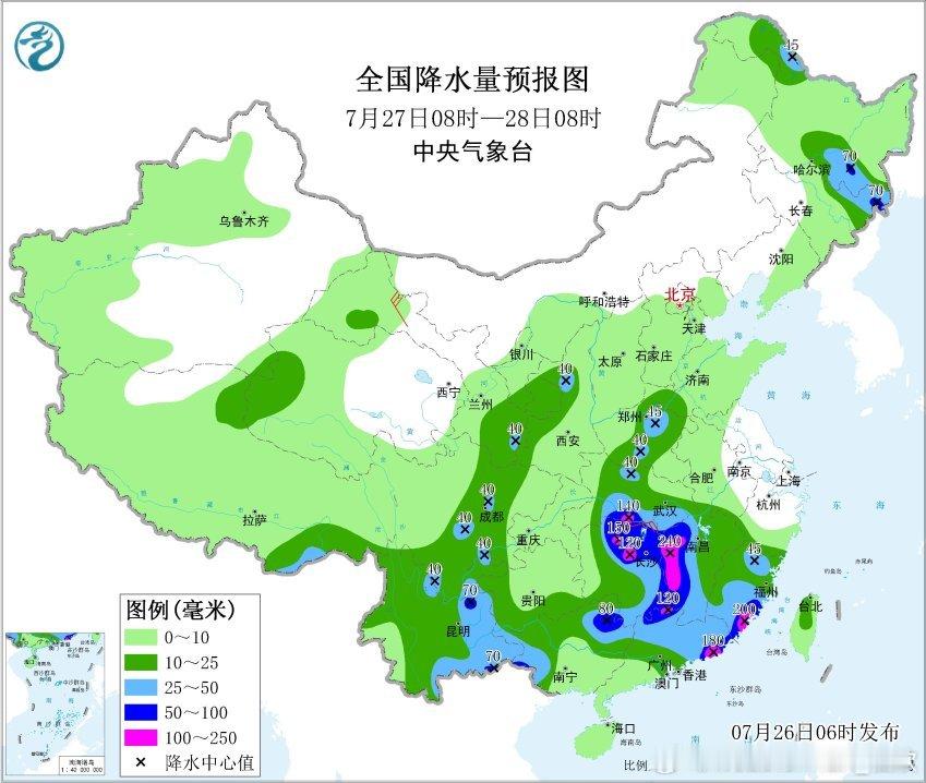 【强降雨和强对流】今后几天强降雨和强对流主要出现在副热带高压的边缘地区。比如今天