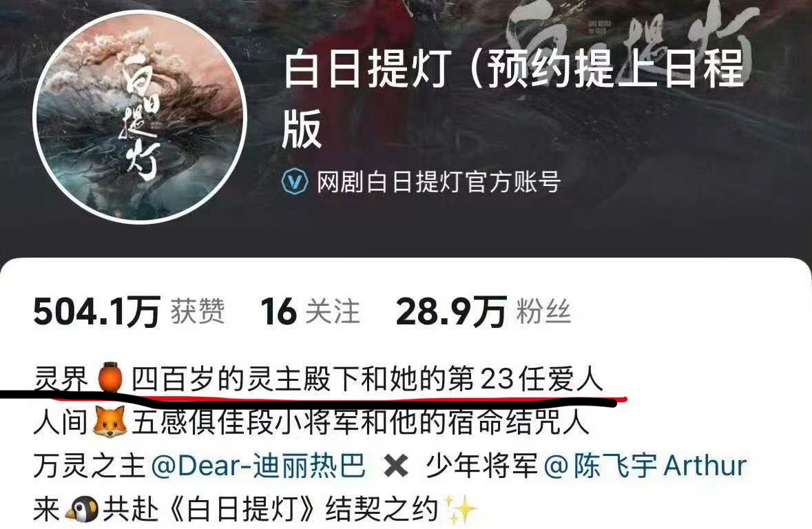白日提灯官博把简介改了改之后有点土不如开始的有吸引力