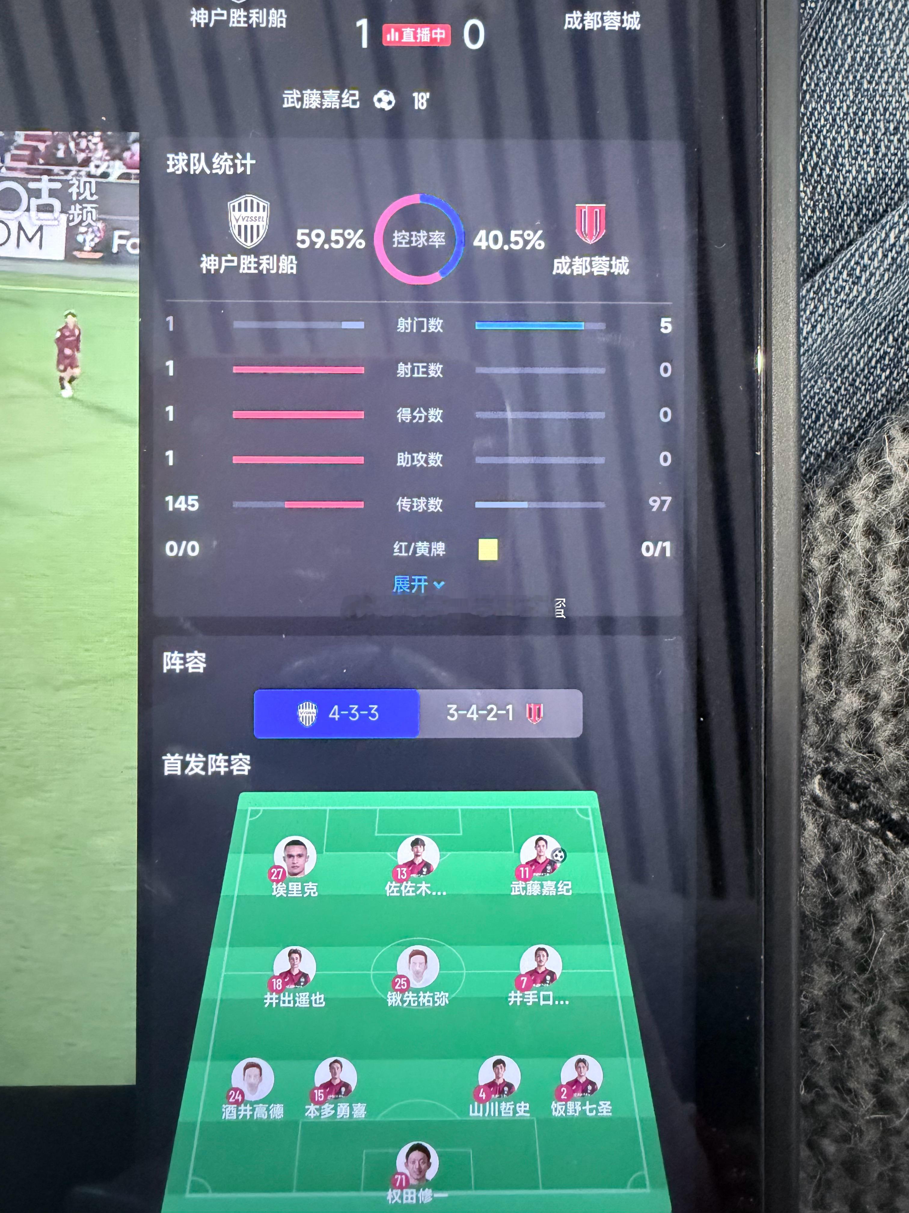 神户，射门1，射正1，进球1