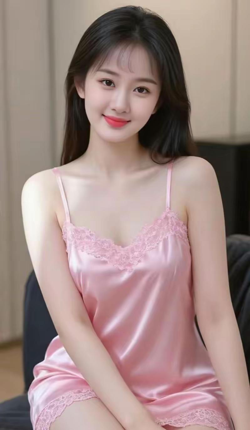 粉衣美人坐，笑语如春花。美女欣赏图片