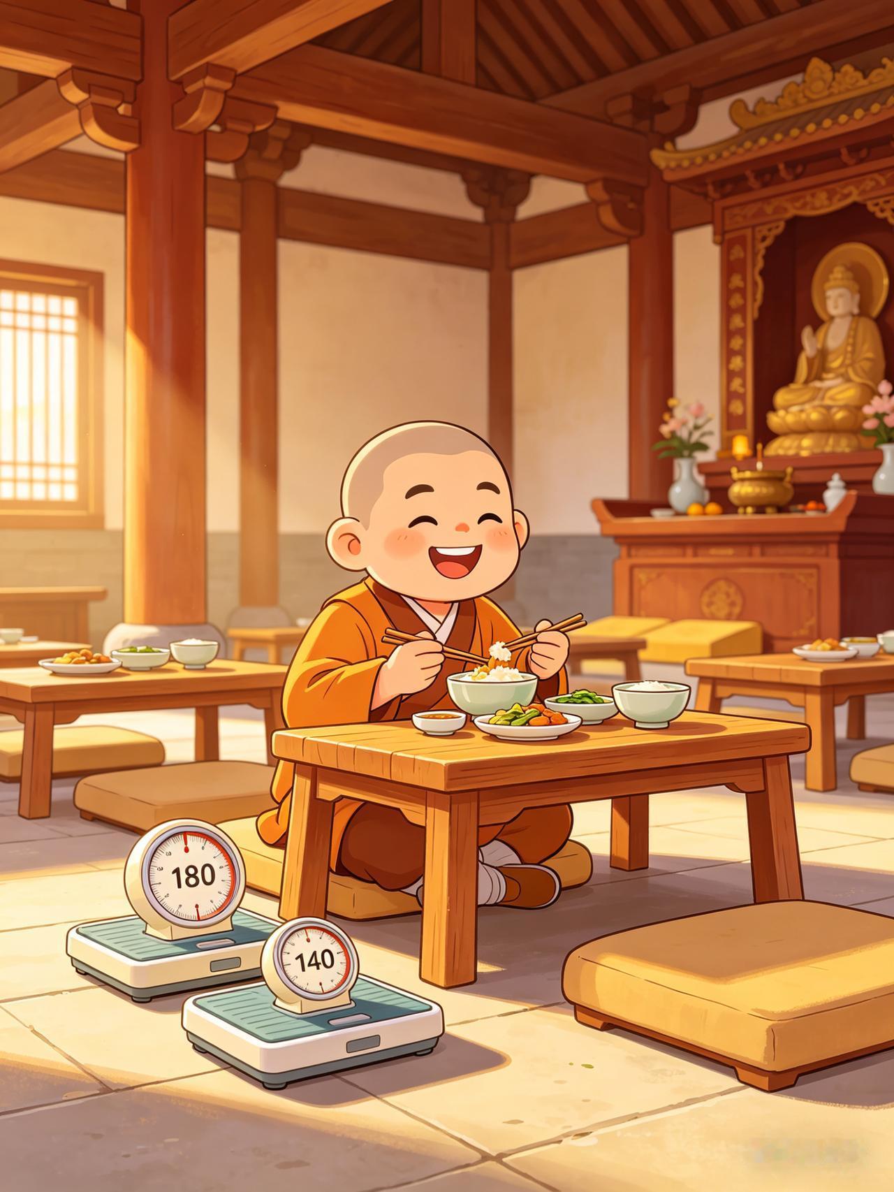 朋友去寺院吃斋减肥，俩月狂瘦40斤，这方法真靠谱吗？一朋友为减肥特意去寺院