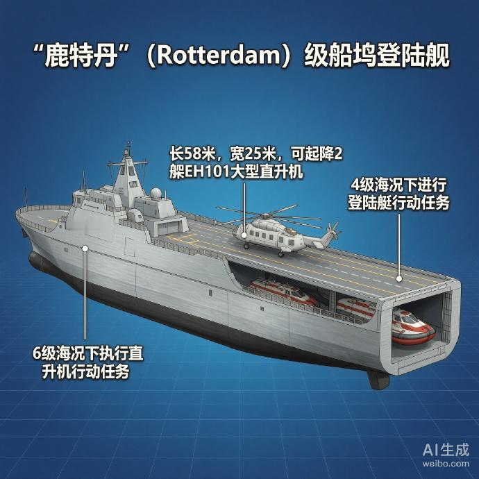 军事ai新视野荷兰/西班牙“鹿特丹”级船坞登陆舰“鹿特丹”（Rotterdam