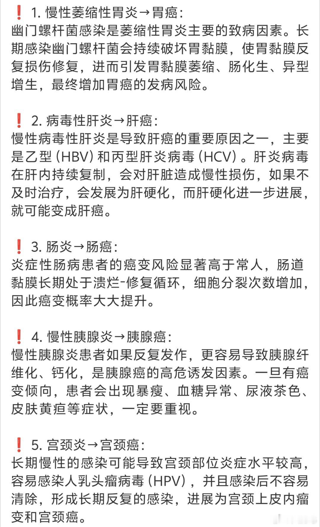 5种炎症时间长了可能会变癌症行了行了，大过节的别贩卖焦虑了。身体不对劲去医院尽