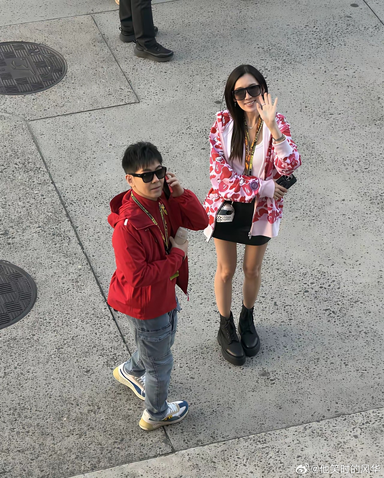 林志颖带老婆现身上海F1赛场，他老婆好靓啊！林志颖真的是冻龄啊，他都51岁了，还