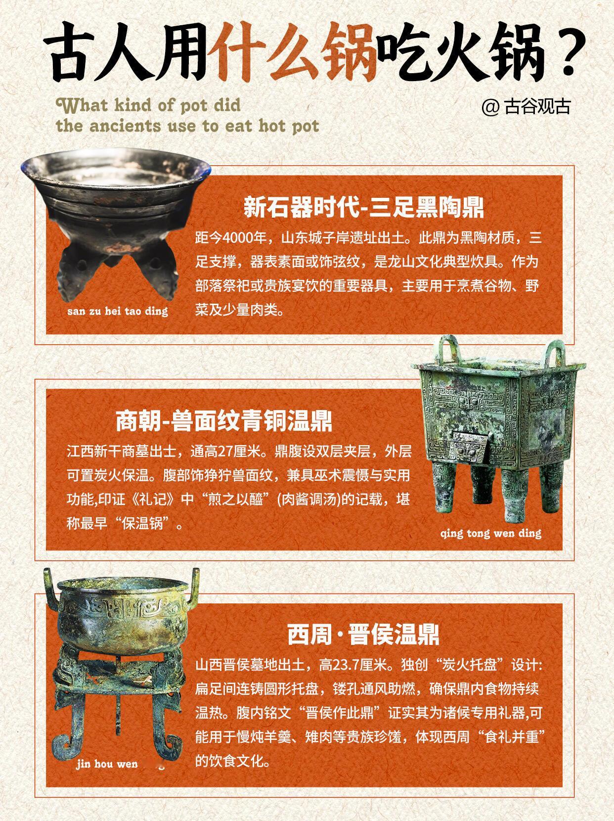 古人的火锅文物图鉴，从文物看火锅的历史。以为火锅是现代人的热闹，其实四千年前的陶