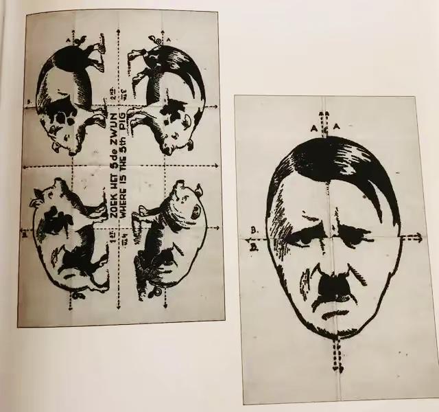 二战时期盟军一幅漫画猜谜作品。这是一幅诞生于二战时期盟军士兵用于无聊时间官方出