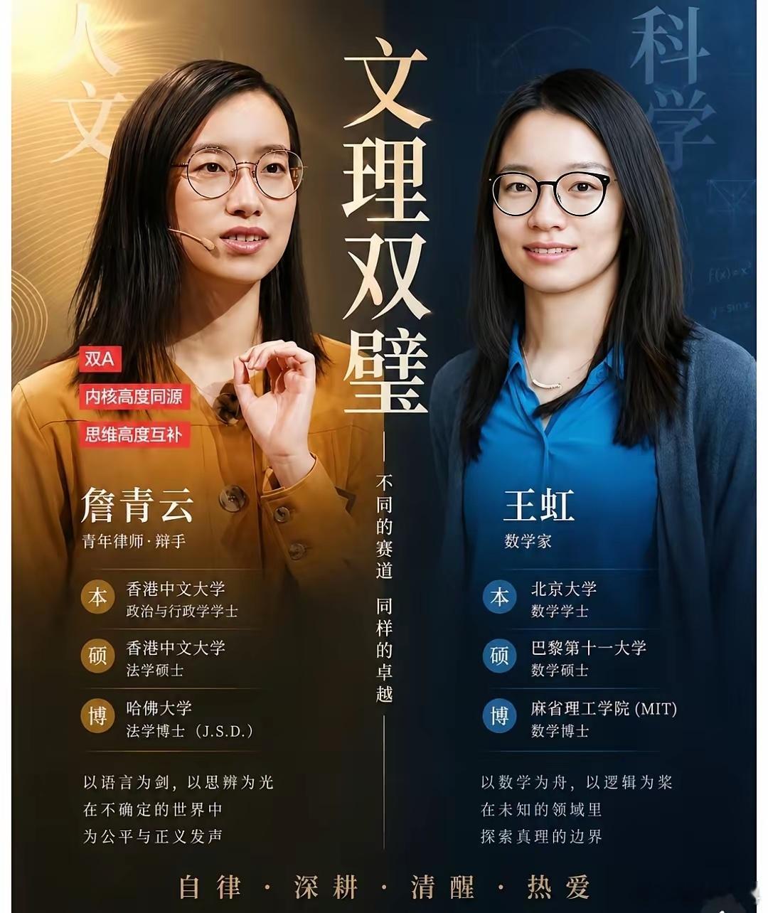不得不承认，强者都是相似的。不信你看王虹和詹青云！王虹，653分进北大，想转数院