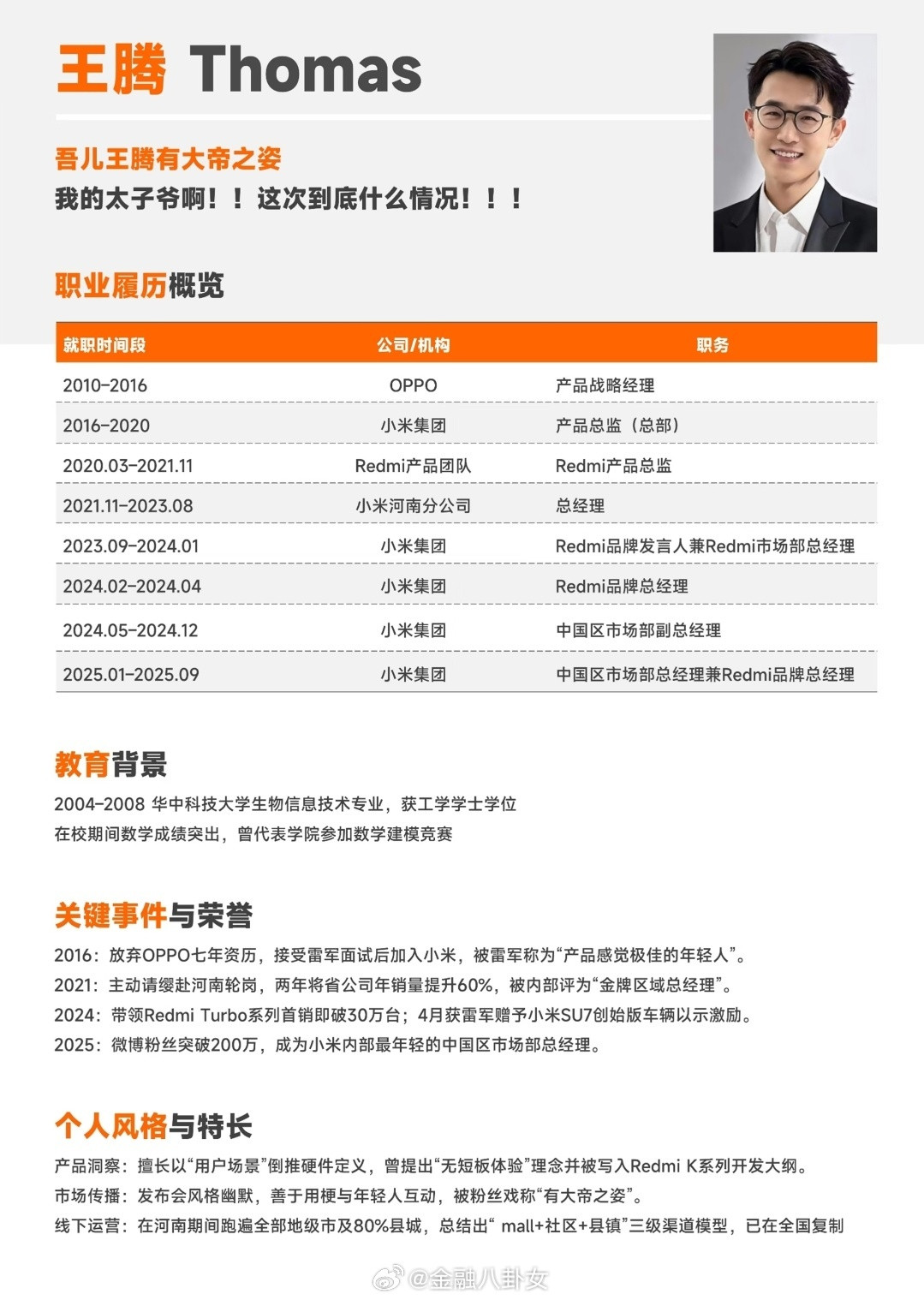 王腾小米工作经历配流汗表情王腾这个简历咋样[doge]​​​