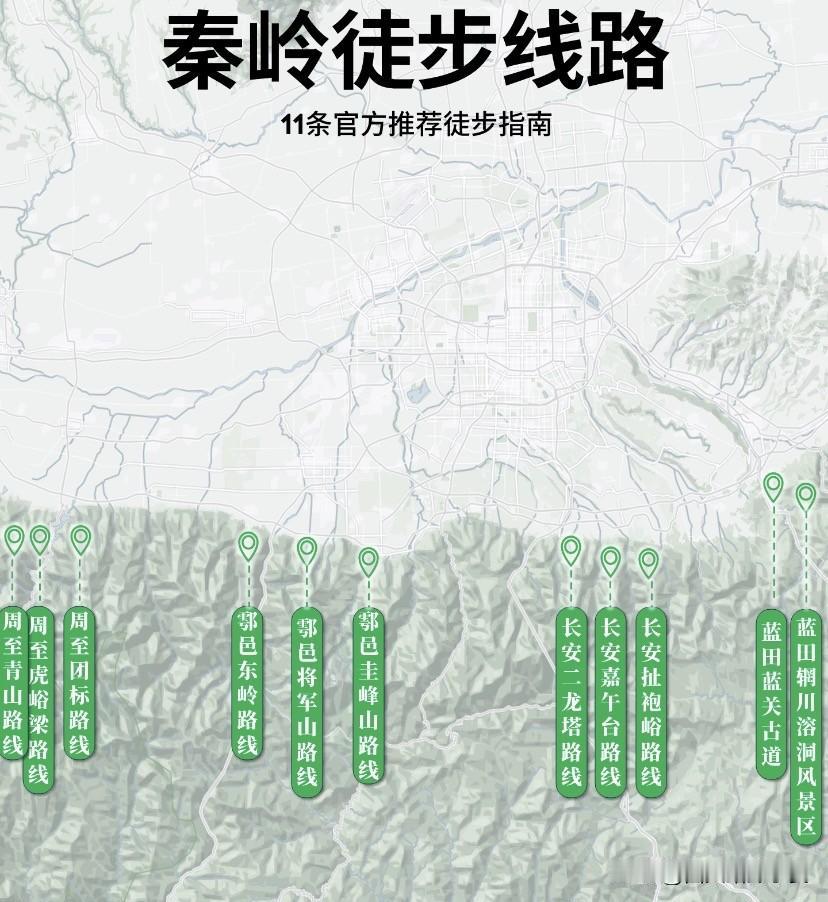 官方整理11条秦岭徒步路线！覆盖西安4大片区，多数免门票雨后站在西安城南远眺
