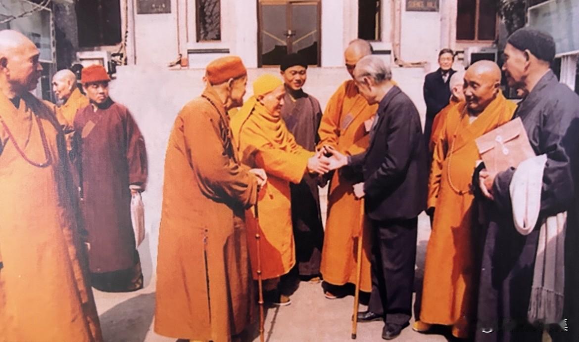 1994年3月，赵朴初与清定、本焕、佛源、茗山、一诚、演觉法师等诸山长老亲切交