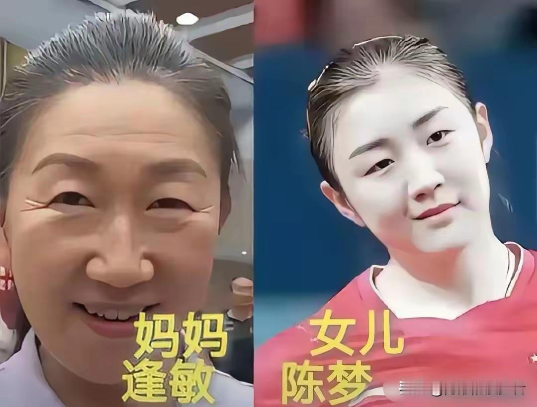 细数国乒女将与母亲的同框画面，血脉的印记藏在眉眼之间。陈梦、张常宁、孙颖莎，赛场