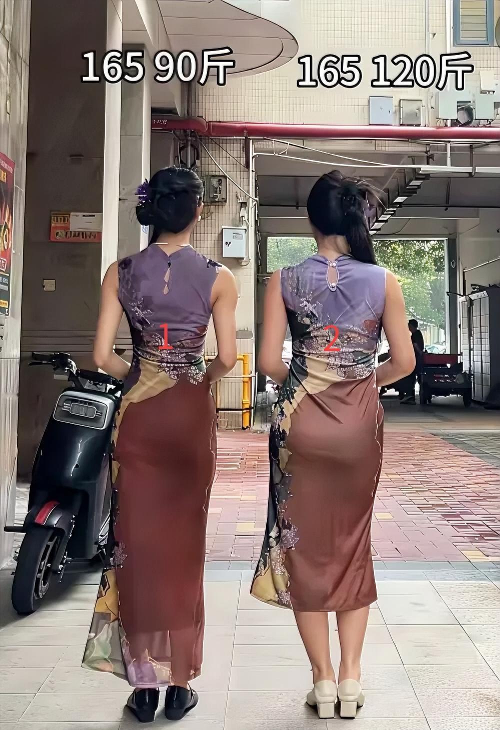 同样的身高，同款的旗袍！你喜欢哪一个呢高清美女身材
