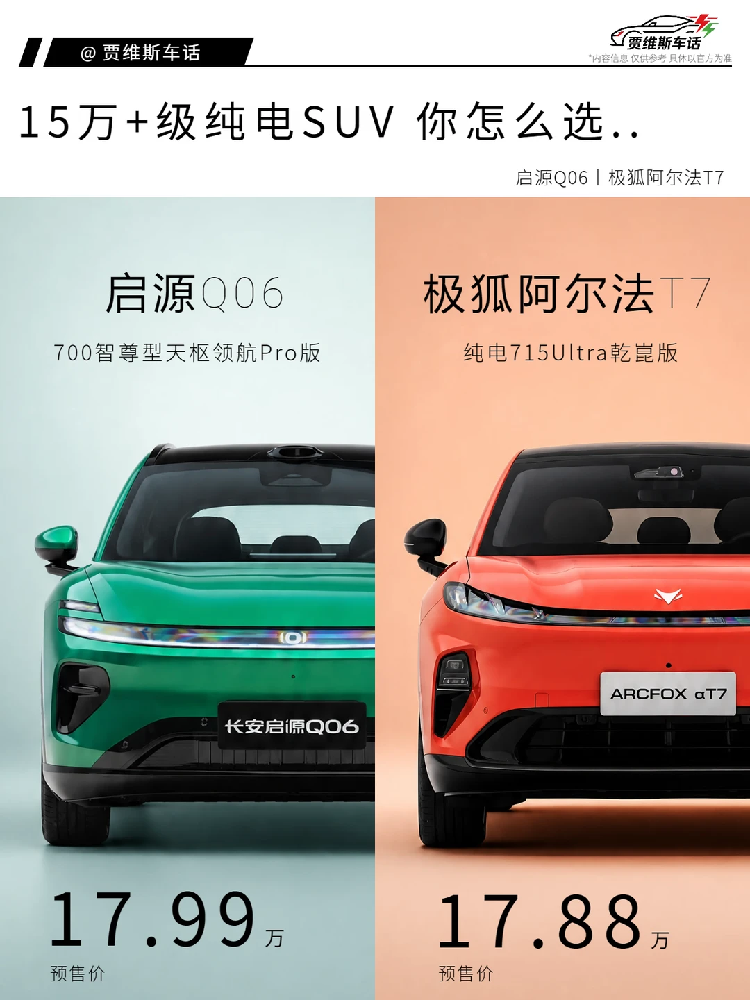 全新启源Q06和极狐阿尔法T7你会怎么选？🤔