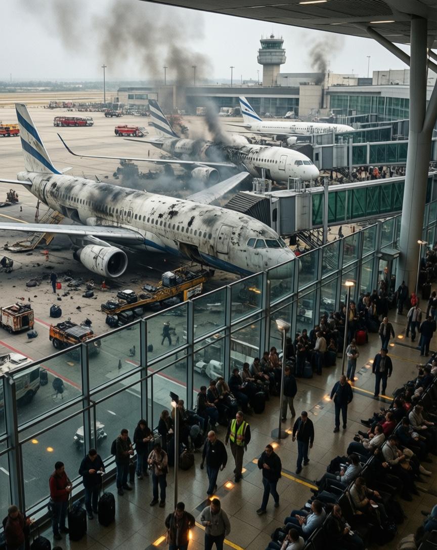 特拉维夫那边，本-古里安机场，19号挨了波及。不是直接炸中航站楼，是导弹残骸