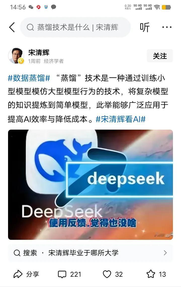 宋清辉整天盯着DeepSeek喃喃自语，不知所云。看似公正评价DeepSeek，