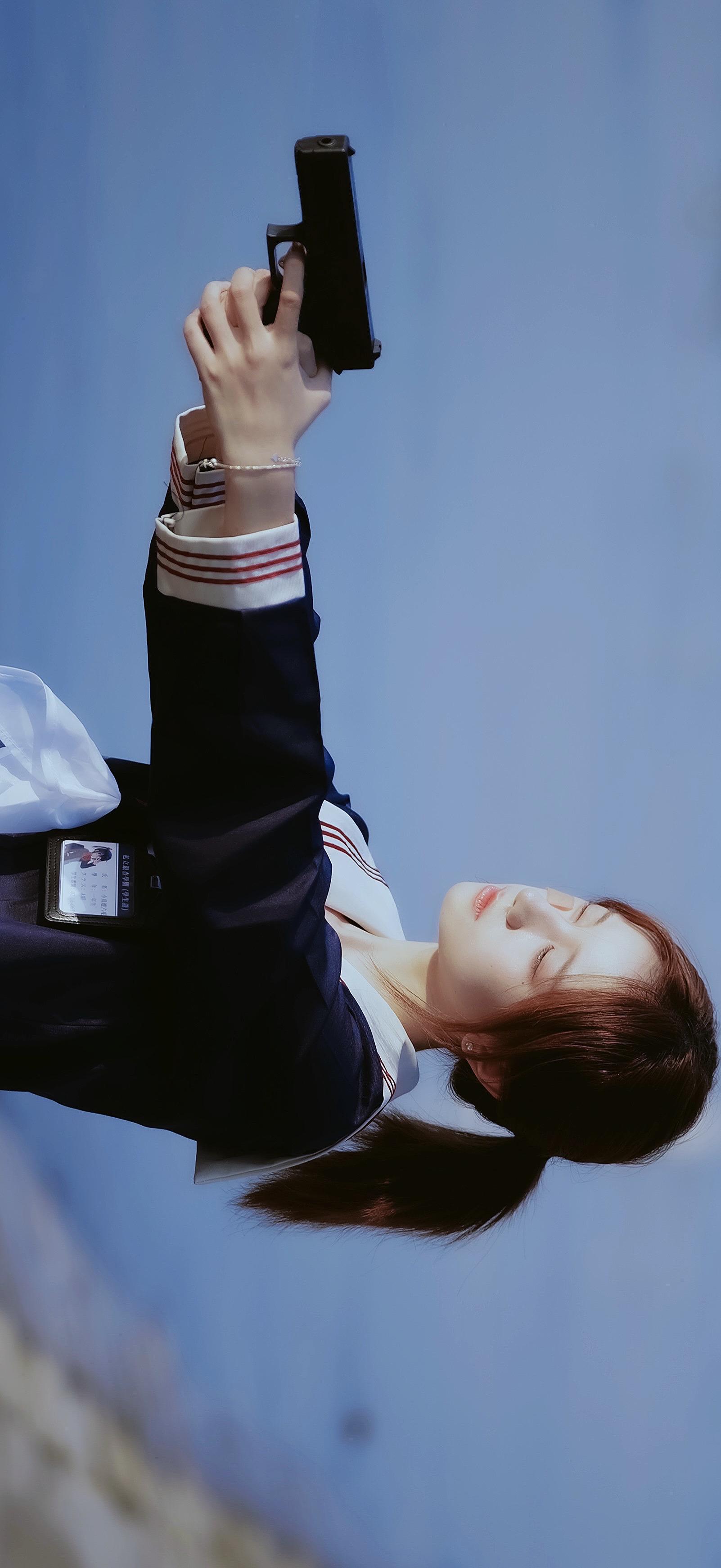 jk少女｜在蓝色的天空绽放青春。模特：  设备：松下s9—75F2镜头