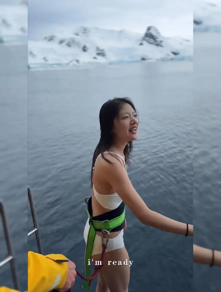 任敏，真的太猛了！女孩子家家的敢一个人跑去南极跳海，说实在的，女演员里面在她这个