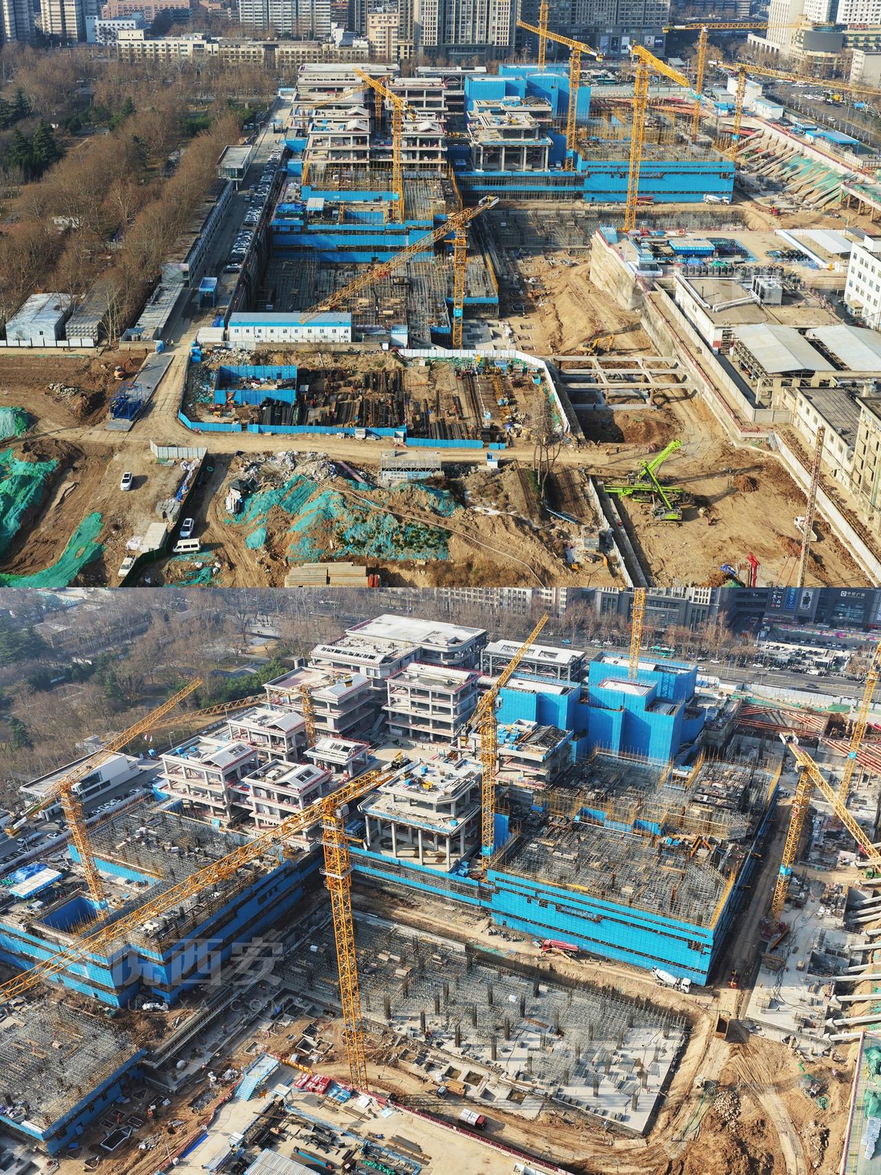 马年重大项目第一拍，悦君给到西安太古里！最新航拍可见，北区街区形态初具规模，地库