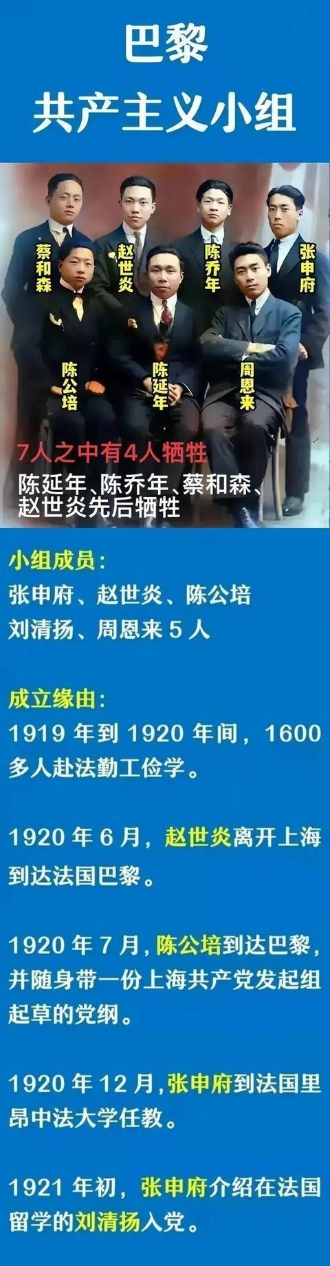 1921年的法国巴黎，七位中国年轻人西装革履，意气风发，在镜头前留下了一张珍贵的