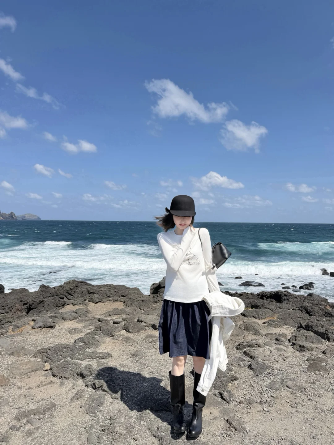 济州岛的风不敢抬头帽子会飞💆🏻‍♀️🌊